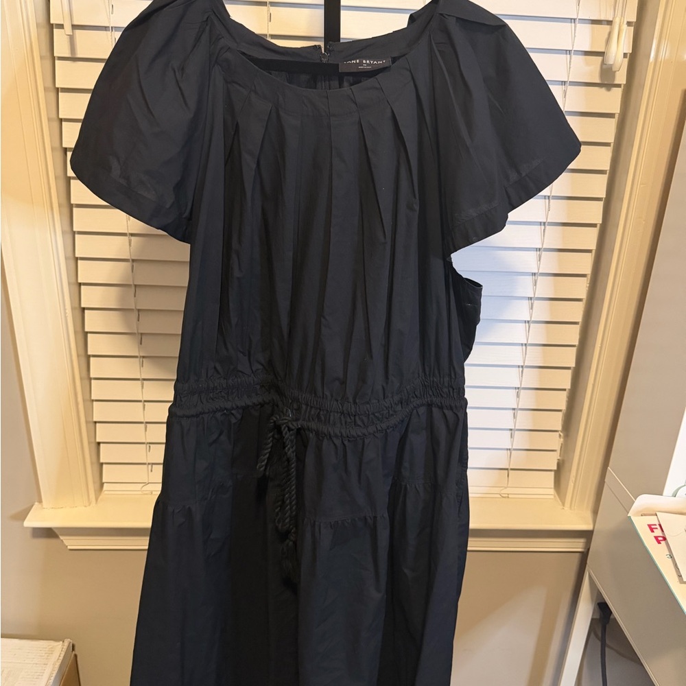 New Without Tag- LB Plus Size- Black Pleated Crew-Neck Midi Dress- Size 24W - Picture 12 of 17